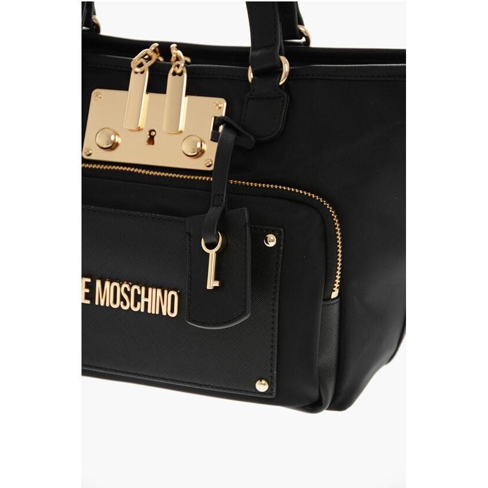 Moschino LOVE MOSCHINO Teknik kumaştan yapılmış, maksi cepli tote çanta
